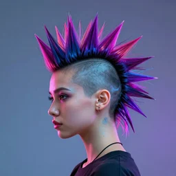 multi colored mohawk on a cyberpunk girl, head and shoulders, digital art, trending on artstation, ultra realistic
