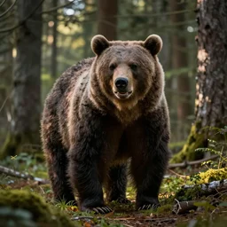 a angry bear in a forest in the style of antoine dekerle on artstation