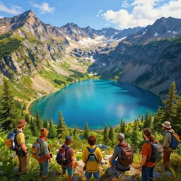 mountain lakes, digital art, magic fantasy, vibrant colors, highly detailed, trending on artstation, andreas rocha, sylvain sarrailh, darek zabrocki, finnian macmanus, dylan cole, liang mark, albert bierstadt, sung choi, peter mohrbacher, greg rutkowski