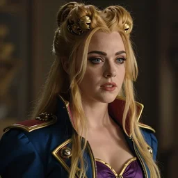 cinematic scene with elle fanning as jolyne from jojos bizarre adventure, live action film, stone ocean, dramatic, small details, volumetric lighting