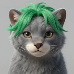 character concept art of a cute young male anthropomorphic furry gray panther with green hair | | cute - fine - face, pretty face, key visual, realistic shaded perfect face, fine details by stanley artgerm lau, wlop, rossdraws, james jean, andrei riabovitchev, marc simonetti, and sakimichan, trending on artstation