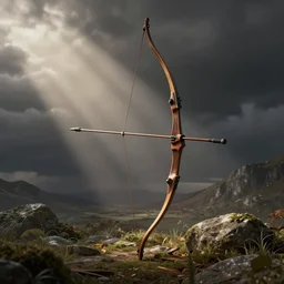 longbow made from whispy shadows, digital media, realistic render