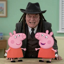Predator 2 movie scene with Peppa Pig, photography, cinematic, realistic, 4k