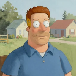 a portrait of Hank Hill in the style of Bob Ross