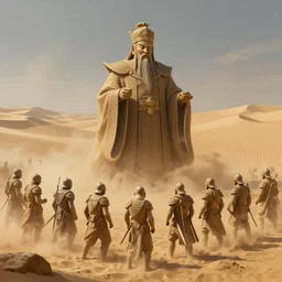 the emperor of the sands creating sand soldiers, concept art, digital painting, trending on artstation, deviantart, epic composition, extremely detailed, ambient lighting, masterpiece, sharp focus, octane render