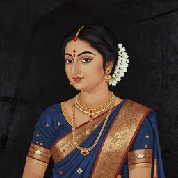 a portrait of an elegant lady, mysore painting