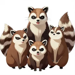 A digital art of a family of tanuki, sharp, carefully drawn, detailed, beautiful, wallpaper 4K, Yen Press, pixiv, official media