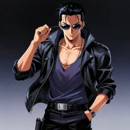 \'Cyberpunk detective. Сoncept art. Artwork by Yoshitaka Amano. photoillustration