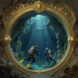 cave divers exploring a deep underwater cave system, d & d, fantasy, intricate, elegant, highly detailed, digital painting, artstation, concept art, matte, sharp focus, illustration, hearthstone, art by artgerm and greg rutkowski and alphonse mucha