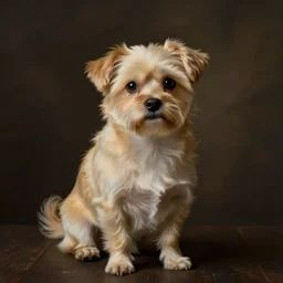 A small Dog sitting on the human