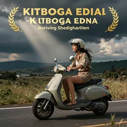 artwork of kitboga as edna driving a scooter