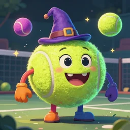 a tennis ball monster ,tennis ball, colorful, wizard of oz, digital art, fantasy, magic, trending on artstation, ultra detailed, professional illustration by Basil Gogos