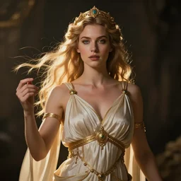 Elisabeth Olsen as a Greek goddess, attractive, fantasy, beautiful, magical energy, artstation