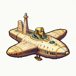 pixel art of an ancient egypt spaceship