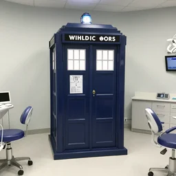 tardis console room, dr who, dentist office