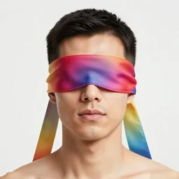 man with blindfold covering his eyes, he is wearing a vibrant multicoloured tunic and a wide brimmed straw hat with tassels on, fantasy, concept art, detailed face, highly detailed, warm lighting, volumetric, vivid, trending on artstation, by jordan grimmer, greg rutkowski
