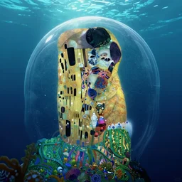 masterpiece artwork of a underwater dome inside the wild sea, au naturel, hyper detailed, digital art, trending in artstation, cinematic lighting, studio quality, smooth render, unreal engine 5 rendered, octane rendered, art style by klimt and nixeu and ian sprigger and wlop and krenz cushart