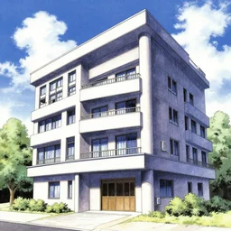 architecture in the style of yuichi yokoyama manga