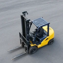 a photo of a forklift, drone view, very detailed