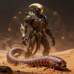 majestic shai hulud desert alien worm, frank herbert's dune themed dark sf behemoth, intricate artwork masterpiece, ominous, matte painting movie poster, golden ratio, trending on cgsociety, intricate, epic, trending on artstation, by h. r. giger and zdizslaw beksinski, highly detailed, vibrant, production cinematic character render, ultra high quality model