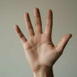 a five fingers hand cinema shot realistic