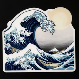 a sticker of a japanese wave