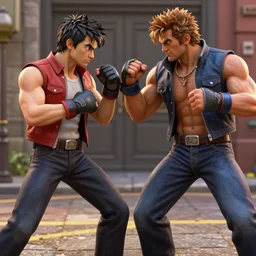 rowan atkinson fist fighting hugh laurie as street fighter characters, street fighter game style, high detail