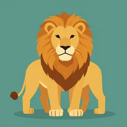 flat art lion, fullbody, full body