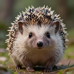 very beautiful portrait of an extremely cute and adorable hedgehog, smooth, perfect face, fantasy, character design by mark ryden and pixar and hayao miyazaki, sharp focus, concept art, intricate detail, cinematic lighting, hyperrealistic, 5 0 mm, diorama macro photography, 8 k, nature background
