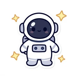 cute astronaut sticker art, concept, white background