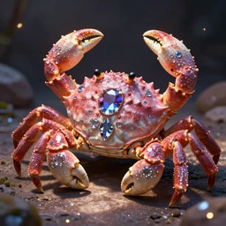 cute adorable chubby royal crab with gems and crystals