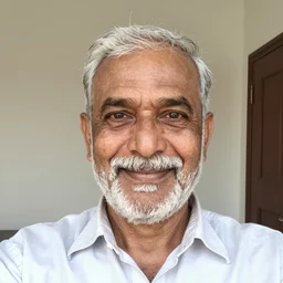 selfie of an old Indian dad smiling into the camera