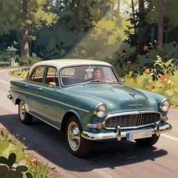 very detailed, ilya kuvshinov, mcbess, rutkowski, illustration of luxury volga car, colorful, deep shadows, astrophotography