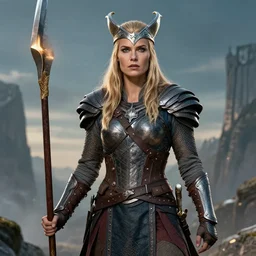 Viking female warrior, by MARVEL comics and Sandra Chevrier, 4k