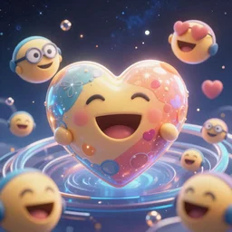 the emotion love spreading throughout the universe, futuristic, joyful