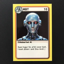 collectible trading card from 1 9 8 3 featuring a sentient ai, from movie
