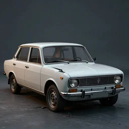 a wreck aboned car Lada 1300, cinematic color grading , unreal engine, hyperrealistic, dynamic lighting, highly detailed, studio light
