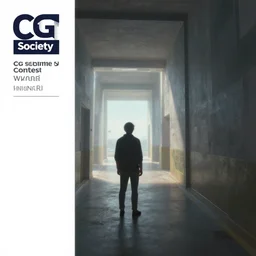a person standing in a hallway in a building, concept art by senior environment artist, cg society contest winner, panfuturism, rendered in unreal engine, vray tracing, unreal engine 5