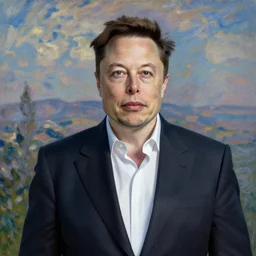 elon musk, painting by Monet