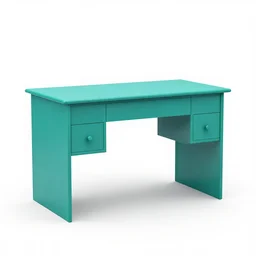 turquoise writing desk, clean 3d render, octane render, isolated on a pure white background, centered, entire object in frame, sharp focus, soft studio lighting