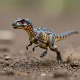 action photography, award winning macro photo of a tiny ultra detailed dinosaur running in mud, fast shutter speed, motion blur, tiny gaussian blur, highly detailed, highly intricate, depth of field, national geographic