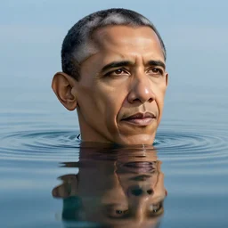 obama's face reflected in water, 3 d render, featured, refraction, reflection