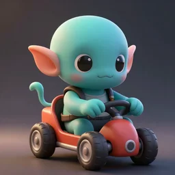 detailed still image of small, cute cthulhu as a playable character, driving in mario kart throwing a red shell at mario, unreal engine, cover art