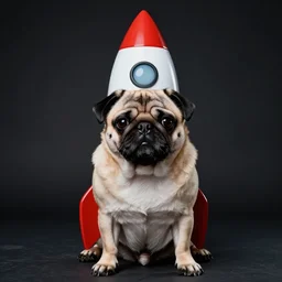 portrait of a pug as a rocket - man, dark background, studio light, hdr, nikon 2 4 mm f / 1. 8 g, by sebastiao salgado