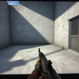screen shot of COD, in the high school, Gun at bottom of screen