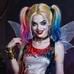 harley quinn as an adorable vampire fairy, 8 k resolution matte fantasy painting, cinematic lighting, deviantart artstation, by lisa frank, by peter mohrbacher, by alena aenami