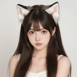 girl in anime style with cat ears
