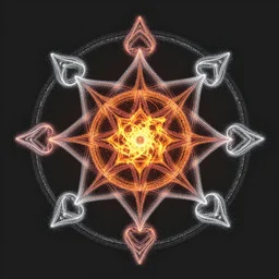 motion graphics, point cloud, sacred geometry, abstract symbolism, particles, houdini, physical, flame cinematic lighting, gmunk