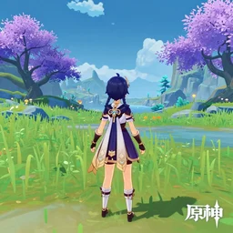 beautiful nature environment from genshin impact, in - game rendering, cell - shaded, in game screenshot, beautiful colors, 8 k, detailed, award winning, unreal engine 5, stylized, popular on artstation, by a famous game concept artist, anime style, nostalgic
