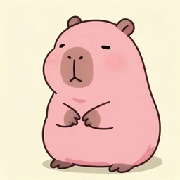 cute, round entirely pink capybara, studio ghibli, disney, greg rutkowski, alena aenami
